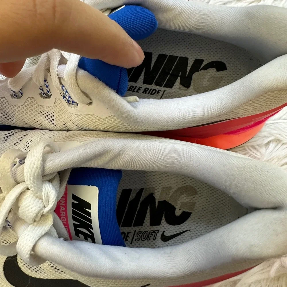 Nike LunarGlide 6 Running  Athletic Shoes White Blue Orange Womens 6.5